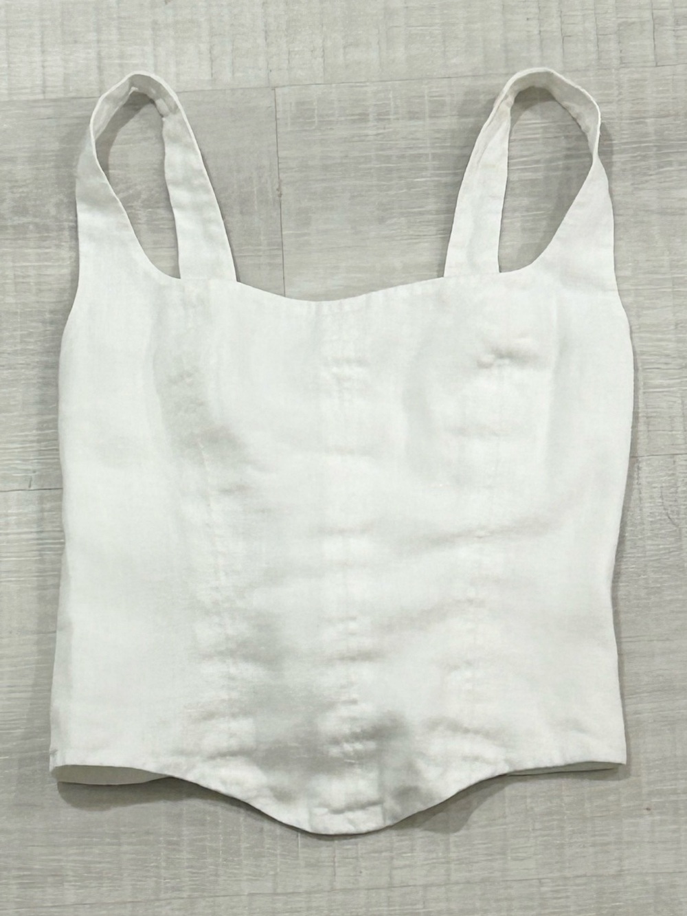 Reformation White Square Neck Princess Seams Zipper Closure Corset Top Size 2